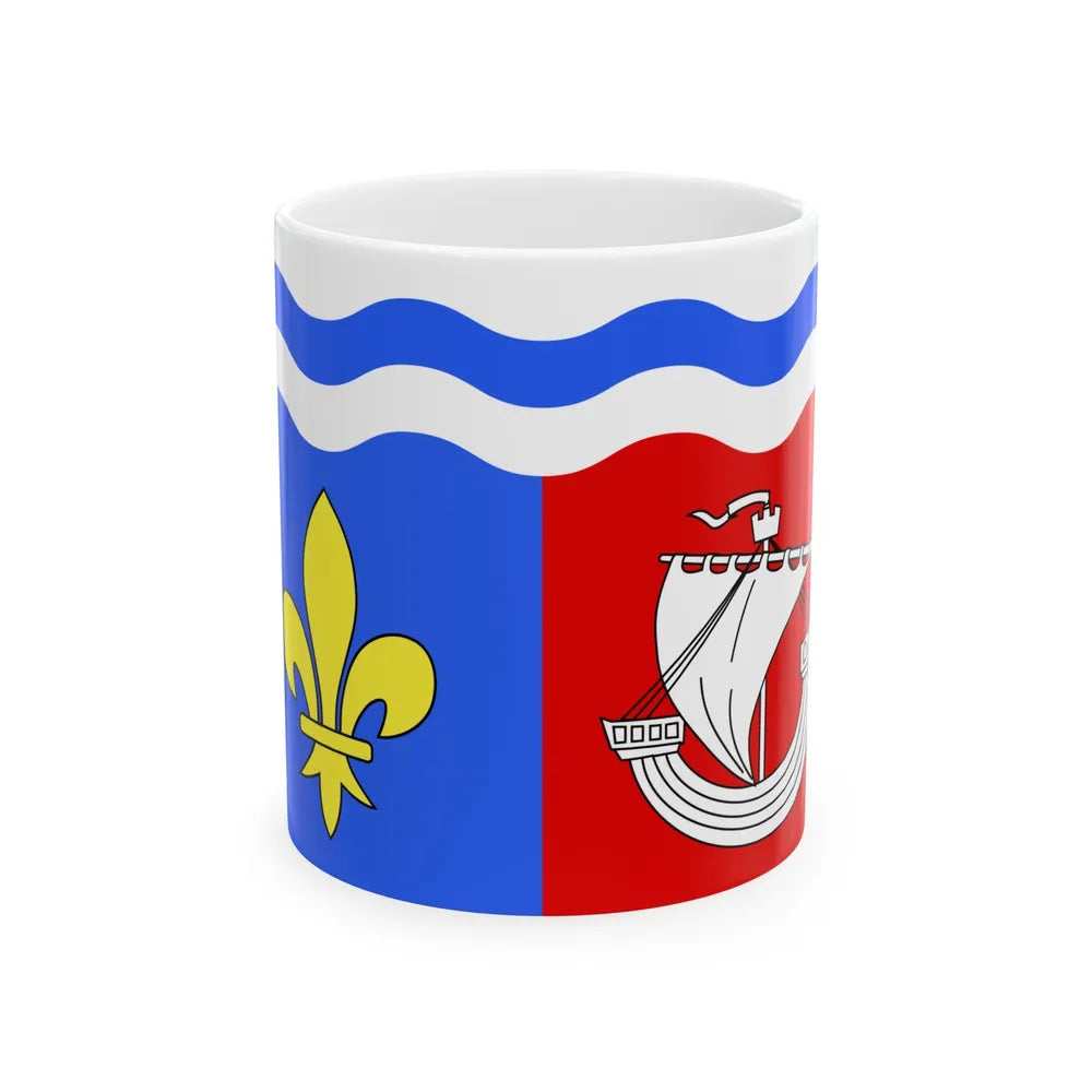 Flag of Hauts de Seine France 2 - White Coffee Mug-11oz-Go Mug Yourself