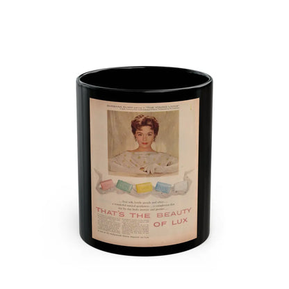 Barbara Rush #49 - Lux Soap Add (Vintage Female Icon) Black Coffee Mug-11oz-Go Mug Yourself