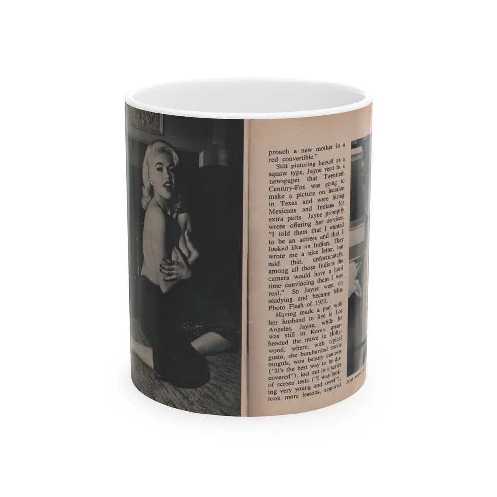 Jayne Mansfield #300 - JAYNE Pocket Magazine Pages 44 & 45 (Vintage Female Icon) White Coffee Mug-11oz-Go Mug Yourself