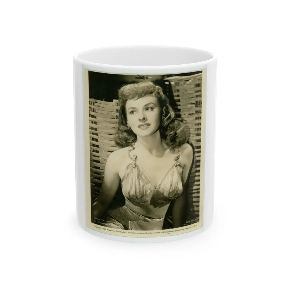 Paulette Goddard #131 (Vintage Female Icon) White Coffee Mug-11oz-Go Mug Yourself