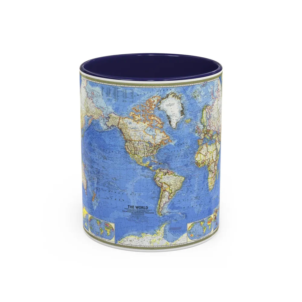 World Map (1965) (Map) Accent Coffee Mug-11oz-Navy-Go Mug Yourself