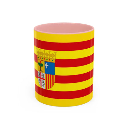 Flag of Aragon Spain - Accent Coffee Mug-11oz-Pink-Go Mug Yourself