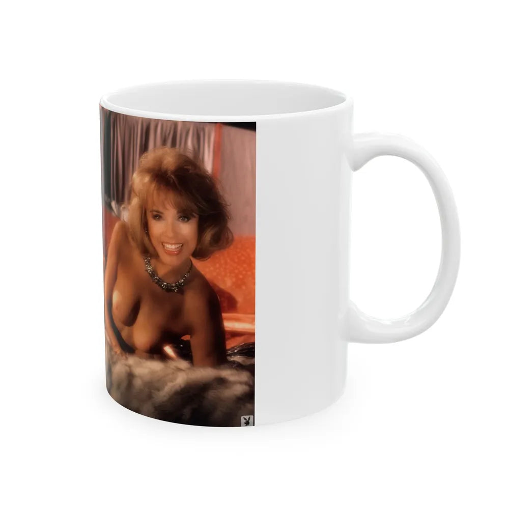 Terry Moore #405 - Unreleased Aug. '84 Playboy Photo from shoot topless in lingerie & open heels (Vintage Female Icon) White Coffee Mug-Go Mug Yourself