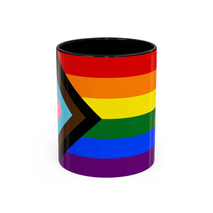 LGBTQ+ rainbow flag Quasar Progress Pride Flag - Accent Coffee Mug-11oz-Black-Go Mug Yourself