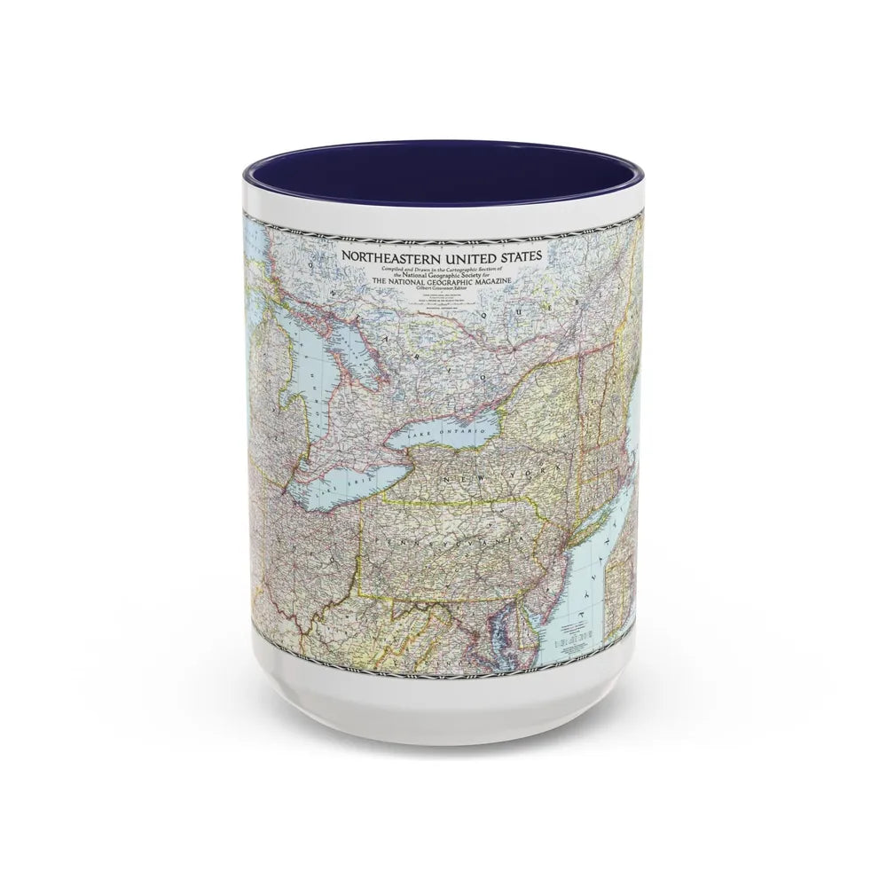 USA - Northeastern (1945) (Map) Accent Coffee Mug-15oz-Navy-Go Mug Yourself