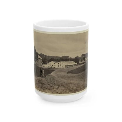 Cavalry Depot At Giesboro, Md. Soldier Facing Man And Girl With People In Horse-Drawn Carriage In Foreground (U.S. Civil War) White Coffee Mug-15oz-Go Mug Yourself