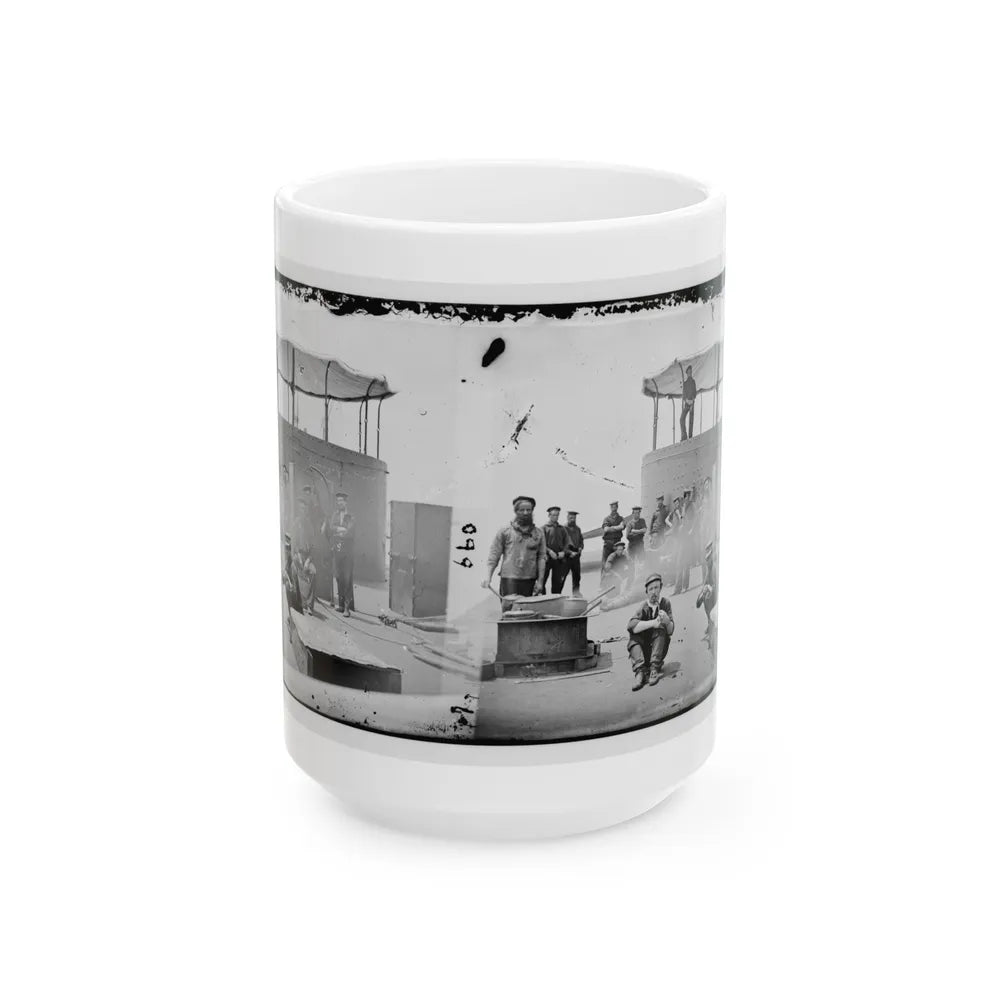 James River, Va. Sailors On Deck Of U.S.S. Monitor; Cookstove At Left (U.S. Civil War) White Coffee Mug-15oz-Go Mug Yourself