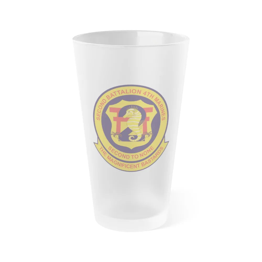 2nd Bat 4th Marines (USMC) Frosted Pint Glass 16oz-Go Mug Yourself