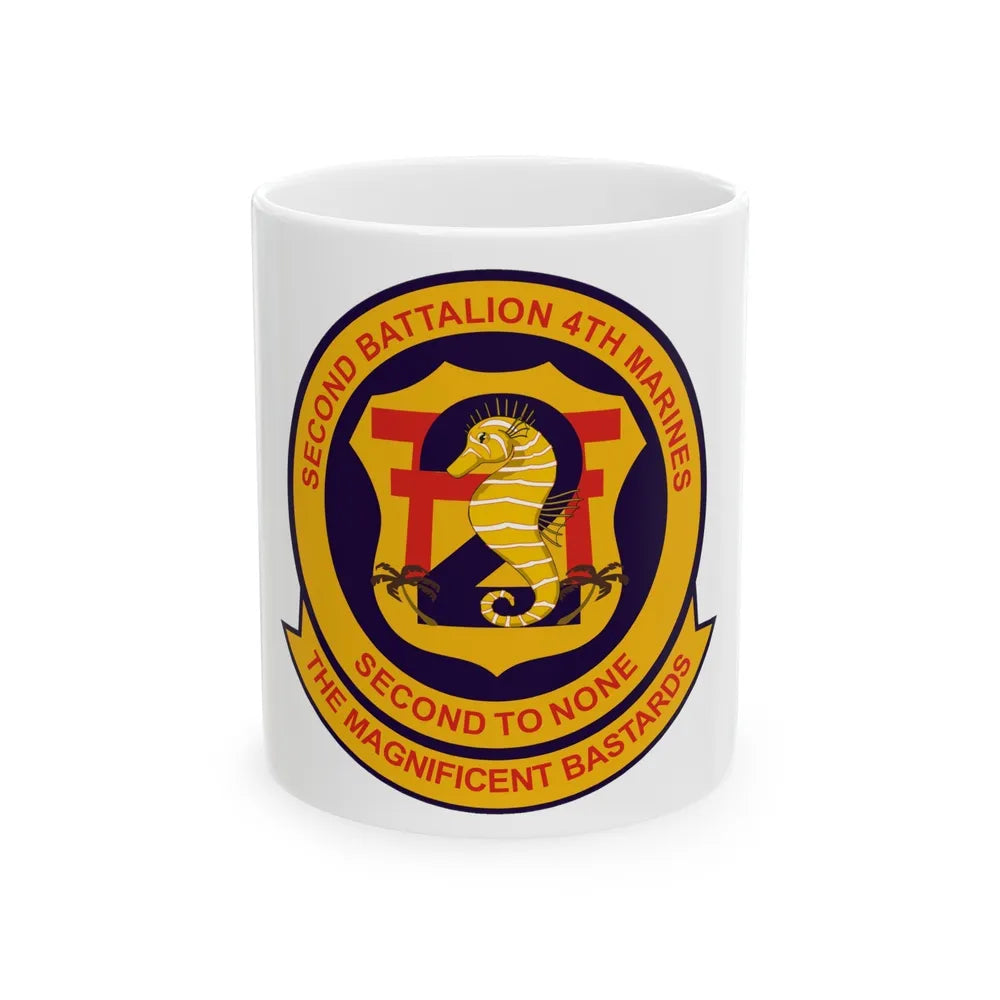 2nd Bat 4th Marines (USMC) White Coffee Mug-11oz-Go Mug Yourself