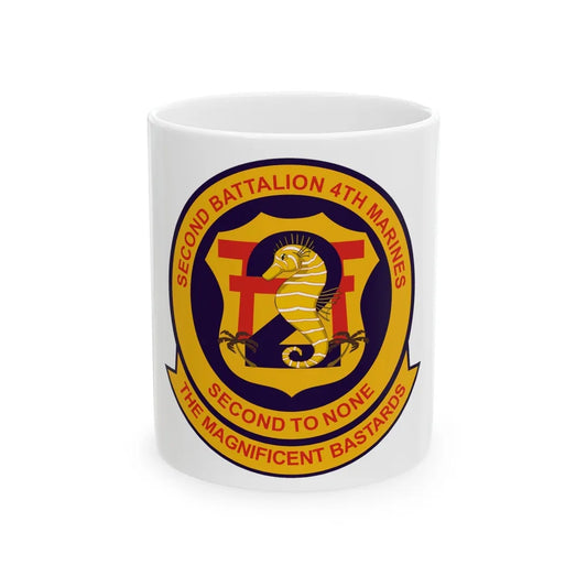 2nd Bat 4th Marines (USMC) White Coffee Mug-11oz-Go Mug Yourself