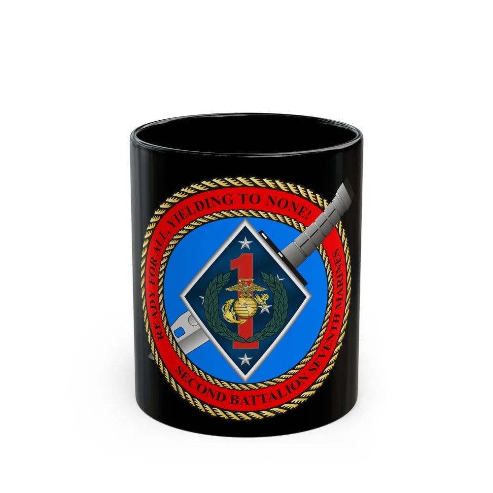 2nd Bat 7th Marines (USMC) Black Coffee Mug-11oz-Go Mug Yourself