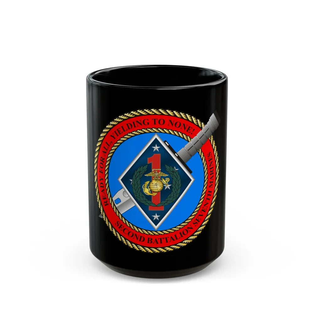 2nd Bat 7th Marines (USMC) Black Coffee Mug-15oz-Go Mug Yourself