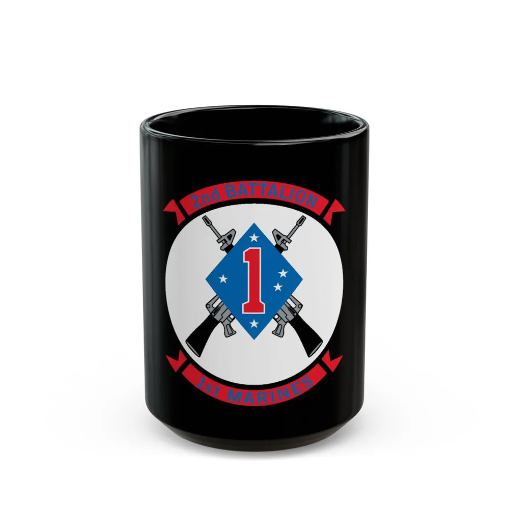 2nd Bn 1st Marines (USMC) Black Coffee Mug-15oz-Go Mug Yourself