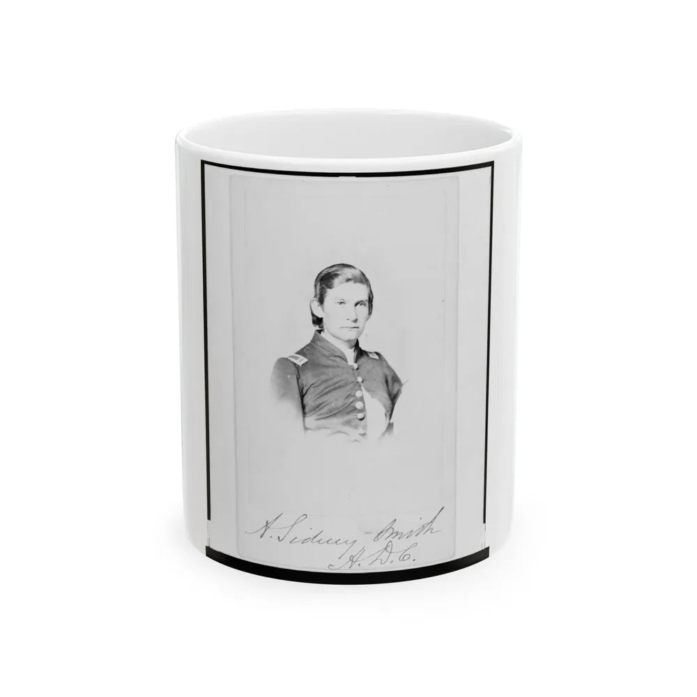 2nd Lieutenant Albert Sidney Smithschmidt, Union Officer, Head-And-Shoulders Portrait, Facing Front (U.S. Civil War) White Coffee Mug-11oz-Go Mug Yourself