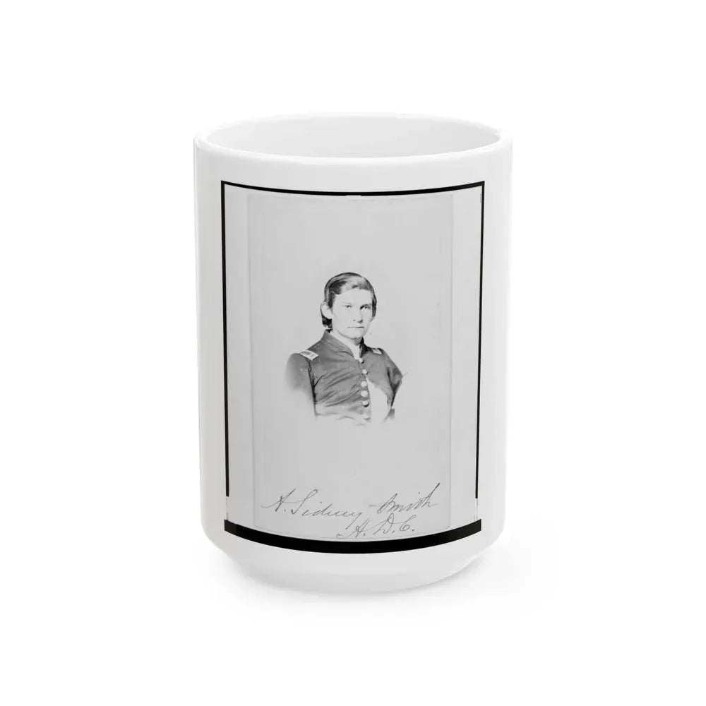 2nd Lieutenant Albert Sidney Smithschmidt, Union Officer, Head-And-Shoulders Portrait, Facing Front (U.S. Civil War) White Coffee Mug 15oz - Go Mug Yourself