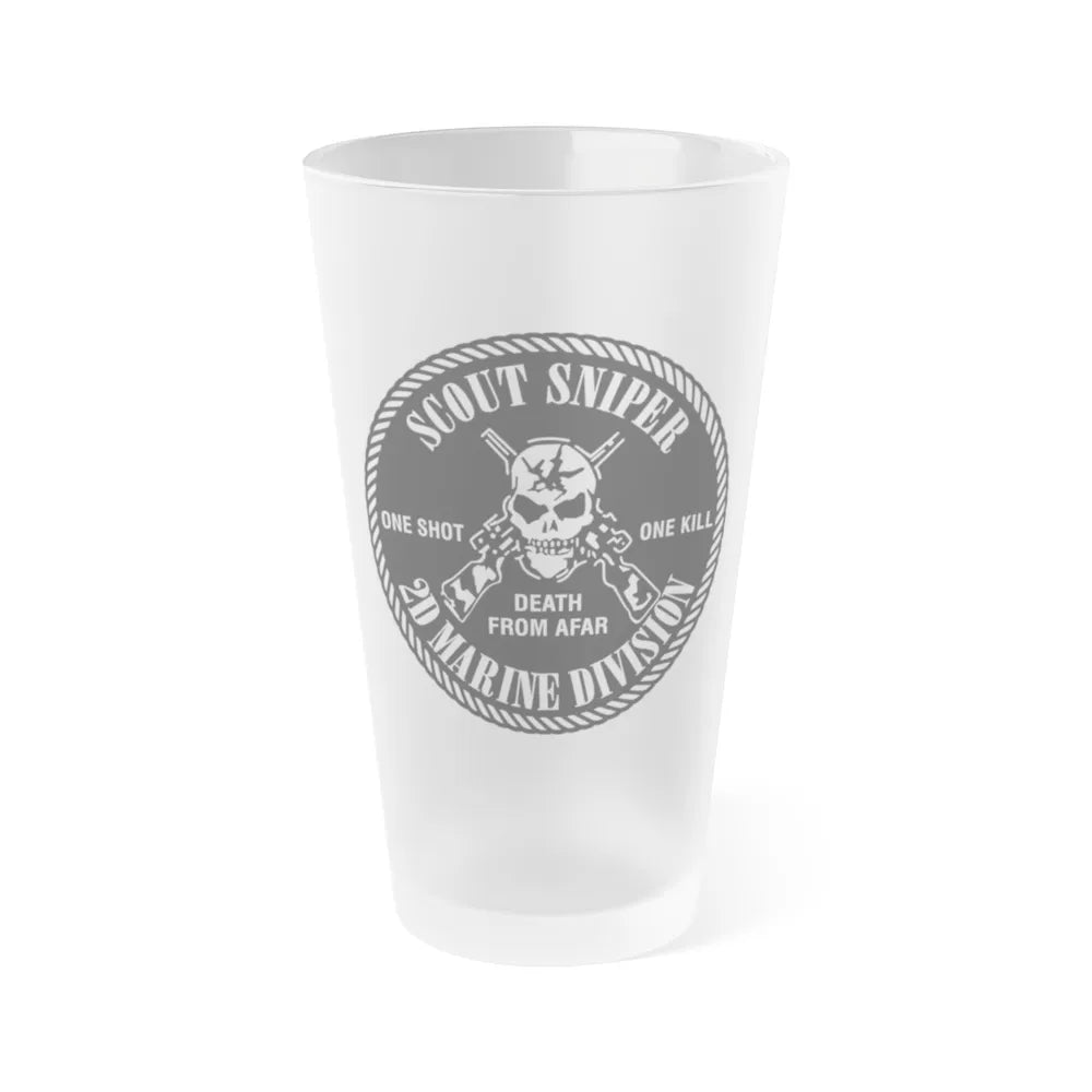 2nd Marine Division Scout Sniper (USMC) Frosted Pint Glass 16oz-Go Mug Yourself