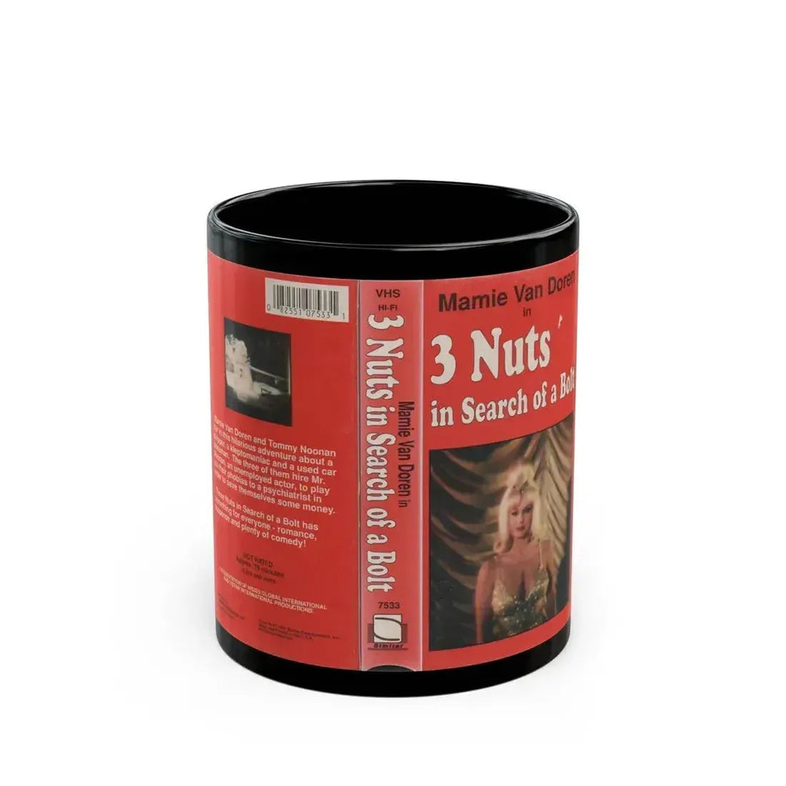 3 NUTS IN SEARCH OF A BOLT (VHS COVER) - Black Coffee Mug 11oz - Go Mug Yourself