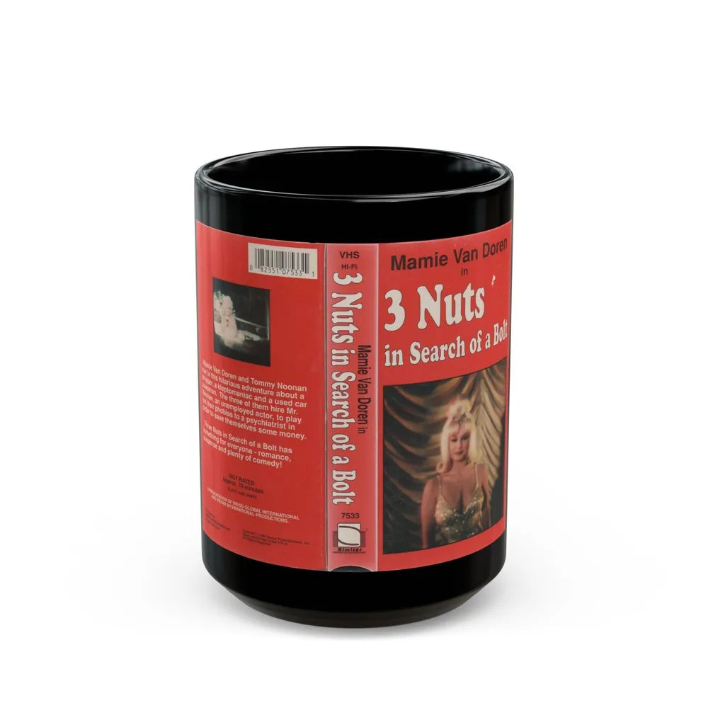 3 NUTS IN SEARCH OF A BOLT (VHS COVER) - Black Coffee Mug-15oz-Go Mug Yourself