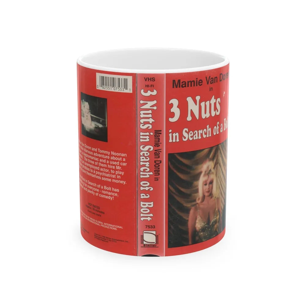 3 NUTS IN SEARCH OF A BOLT (VHS COVER) - White Coffee Mug-11oz-Go Mug Yourself