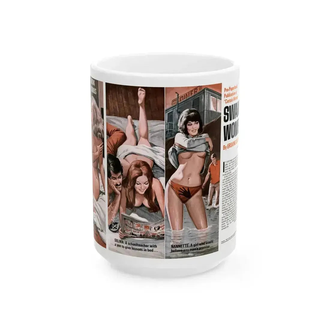 3 Swamp Women, Male magazine, August 1971 - White Coffee Mug 15oz - Go Mug Yourself