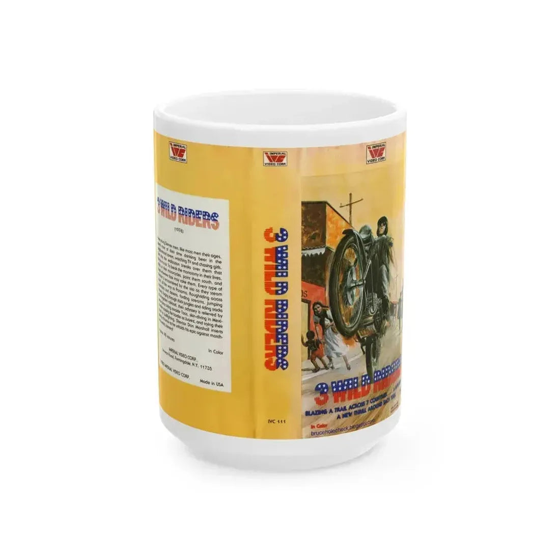 3 WILD RIDERS (VHS COVER) - White Coffee Mug 15oz - Go Mug Yourself