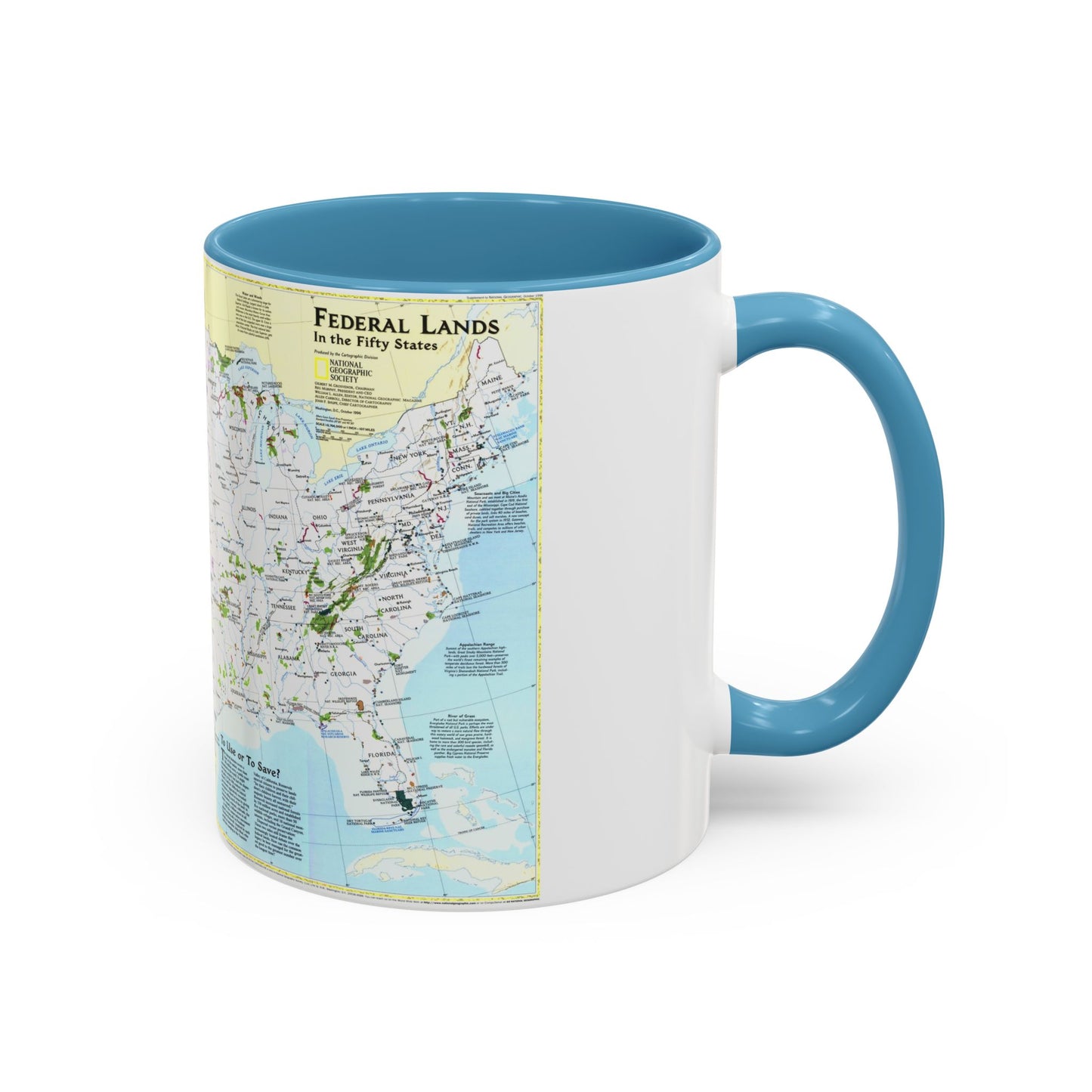 USA - Terres fédérales dans les cinquante États (1996) (Carte) Tasse à café décorative