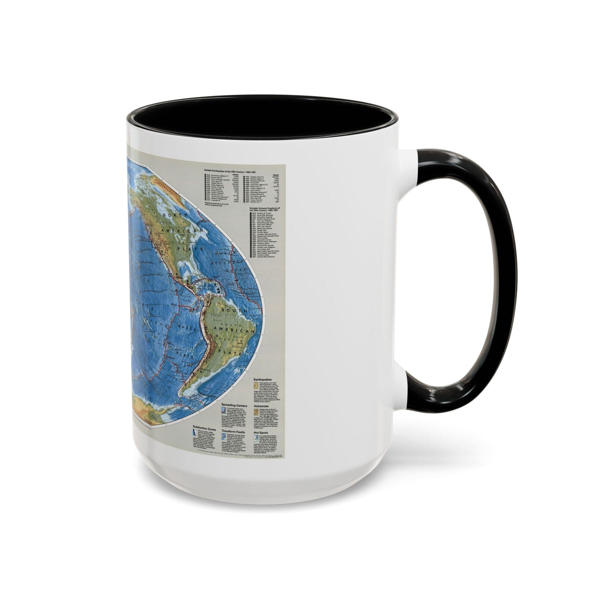 World Map - Tectonic Plates (1999) (Map) Accent Coffee Mug