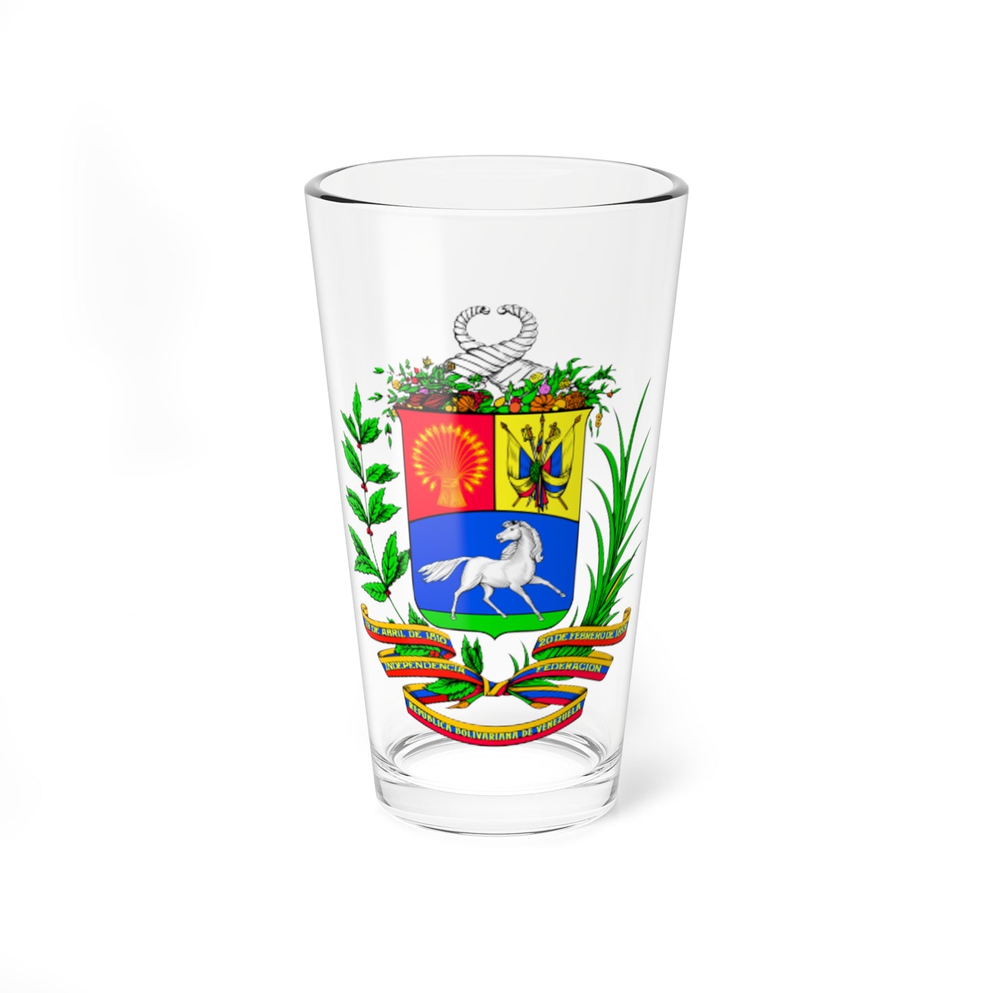 Coat of arms of Venezuela before 2006 (Venezuela) (Coat of Arms) Pint Glass 16oz