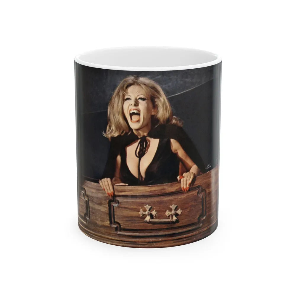 Ingrid Pitt #64 (Vintage Female Icon) White Coffee Mug-11oz-Go Mug Yourself