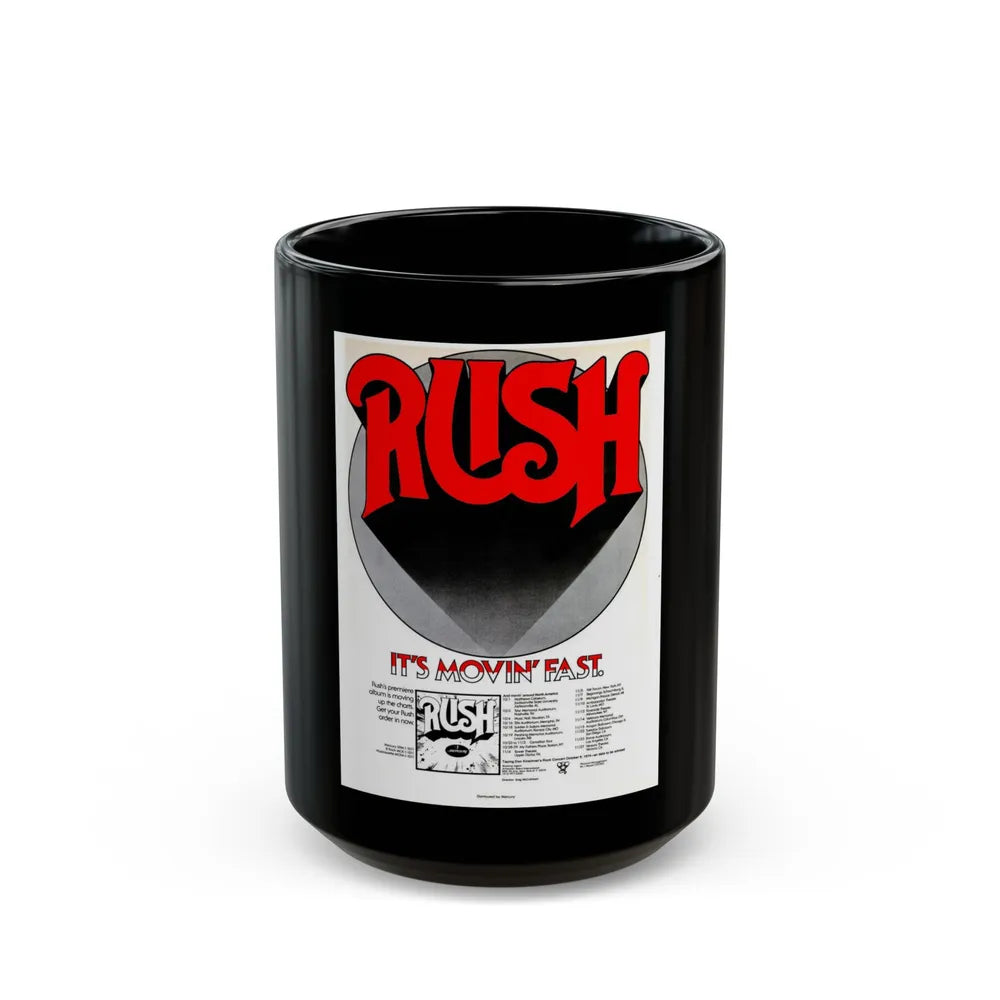 Rush - First Album 1974 (Music Poster) Black Coffee Mug-15oz-Go Mug Yourself