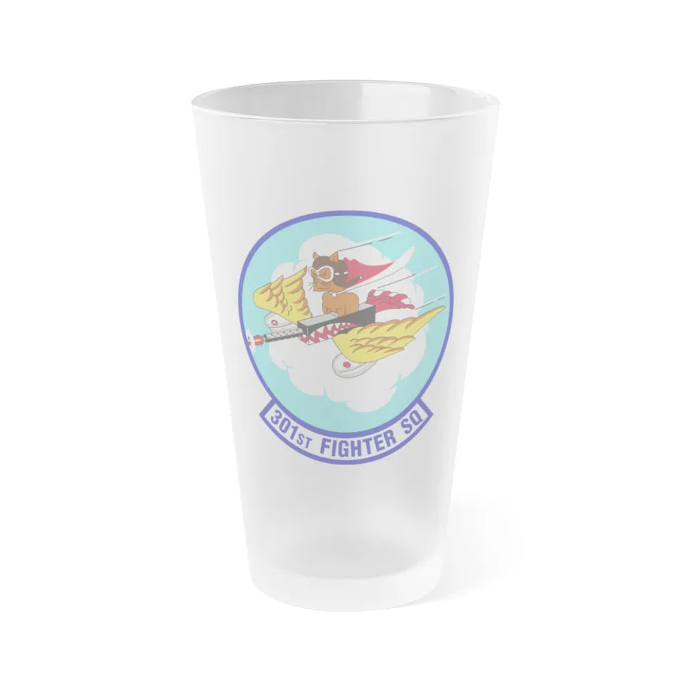 301st Fighter Squadron AETC Emblem (U.S. Air Force) Frosted Pint Glass 16oz-16oz-Frosted-Go Mug Yourself