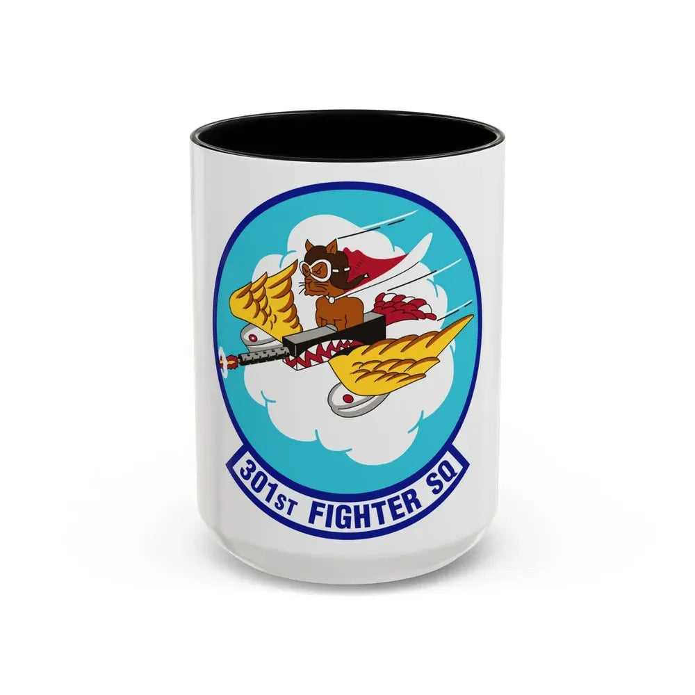 301st Fighter Squadron AETC Emblem (U.S. Air Force) Accent Coffee Mug 15oz Black - Go Mug Yourself