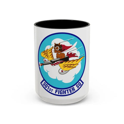 301st Fighter Squadron AETC Emblem (U.S. Air Force) Accent Coffee Mug 15oz Black - Go Mug Yourself