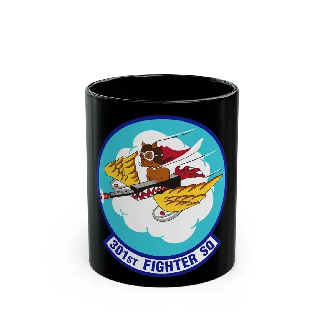 301st Fighter Squadron AETC Emblem (U.S. Air Force) Black Coffee Mug 11oz - Go Mug Yourself