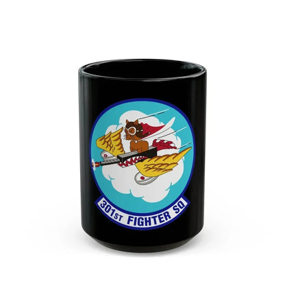 301st Fighter Squadron AETC Emblem (U.S. Air Force) Black Coffee Mug 15oz - Go Mug Yourself