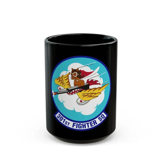301st Fighter Squadron AETC Emblem (U.S. Air Force) Black Coffee Mug 15oz - Go Mug Yourself