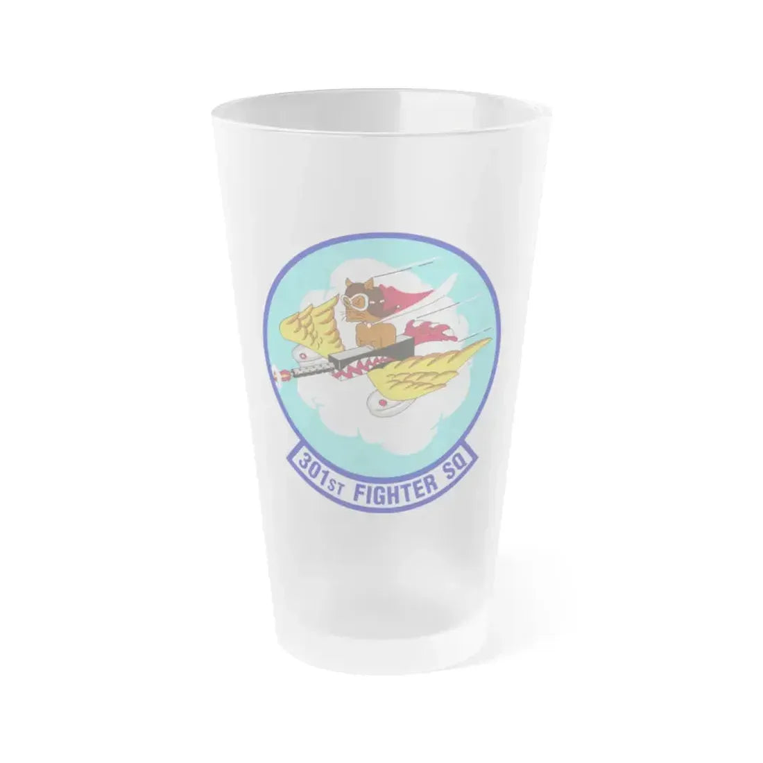 301st Fighter Squadron AETC Emblem (U.S. Air Force) Frosted Pint Glass 16oz 16oz Frosted - Go Mug Yourself