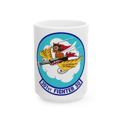 301st Fighter Squadron AETC Emblem (U.S. Air Force) White Coffee Mug 15oz - Go Mug Yourself