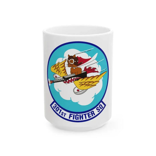 301st Fighter Squadron AETC Emblem (U.S. Air Force) White Coffee Mug 15oz - Go Mug Yourself