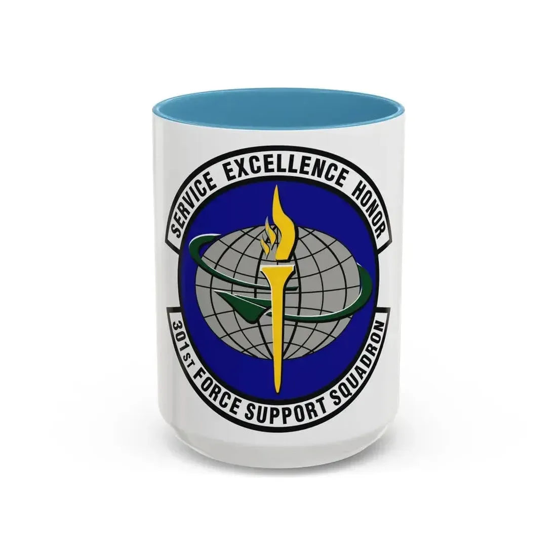 301st Force Support Squadron (U.S. Air Force) Accent Coffee Mug 15oz Light Blue - Go Mug Yourself