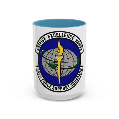 301st Force Support Squadron (U.S. Air Force) Accent Coffee Mug 15oz Light Blue - Go Mug Yourself