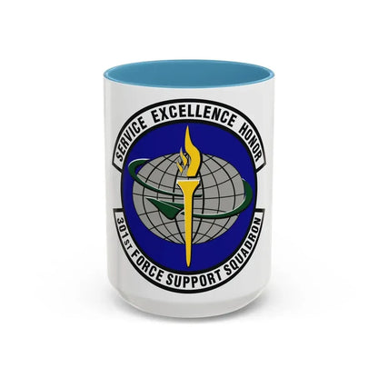 301st Force Support Squadron (U.S. Air Force) Accent Coffee Mug 15oz Light Blue - Go Mug Yourself