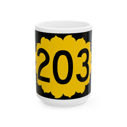K-203 (Kansas) (Road Sign) White Coffee Mug