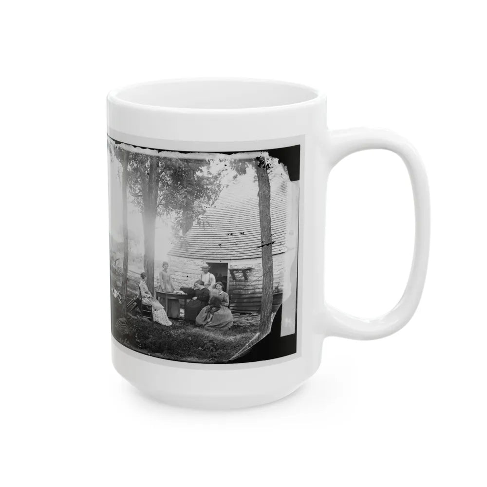 Cedar Mountain, Va. Family Group Before The House In Which Gen. Charles S. Winder (C.S.A.) Died (U.S. Civil War) White Coffee Mug-Go Mug Yourself