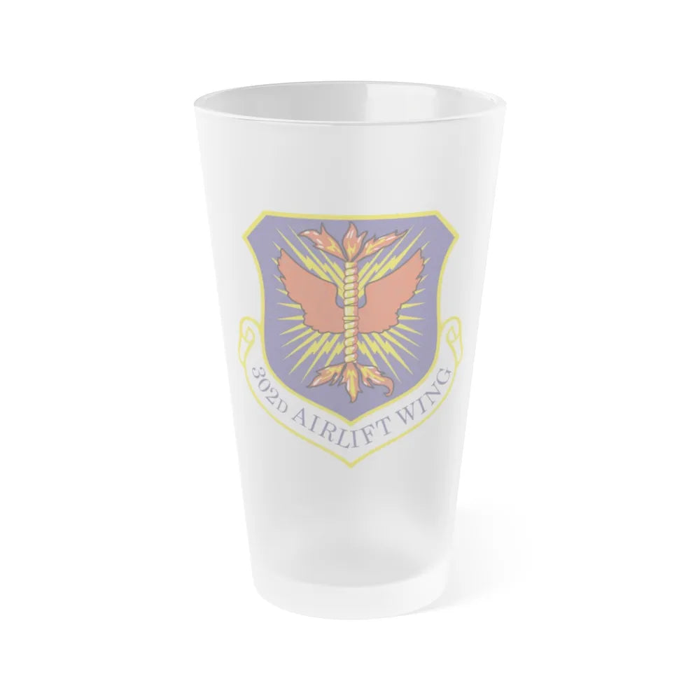 302d Airlift Wing (U.S. Air Force) Frosted Pint Glass 16oz-16oz-Frosted-Go Mug Yourself