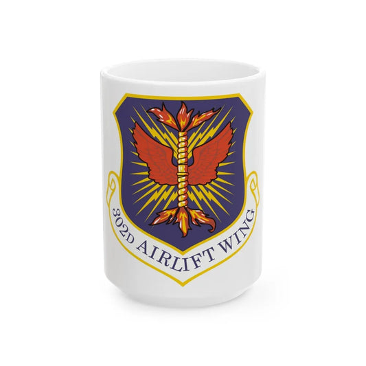 302d Airlift Wing (U.S. Air Force) White Coffee Mug-15oz-Go Mug Yourself