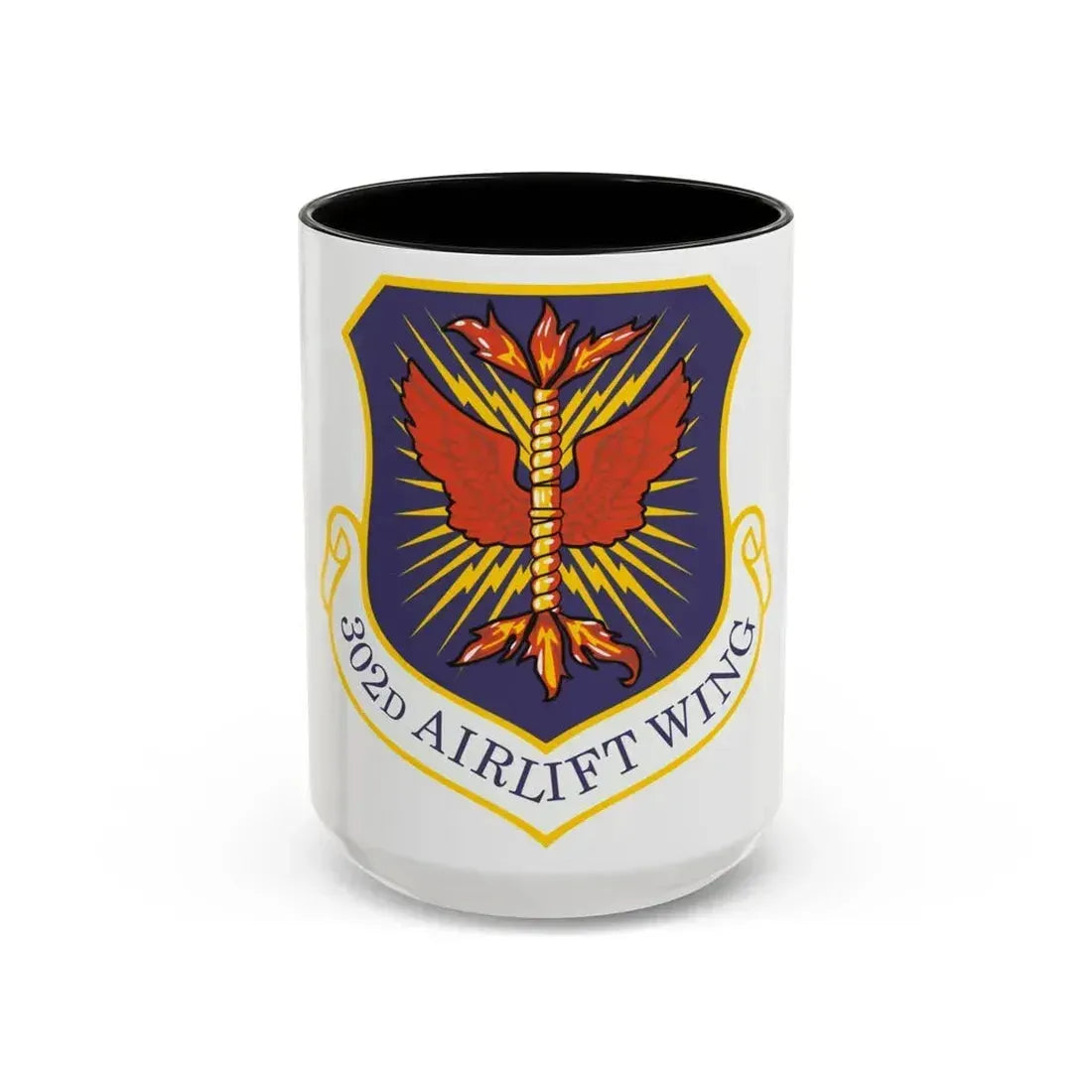 302d Airlift Wing (U.S. Air Force) Accent Coffee Mug 15oz Black - Go Mug Yourself