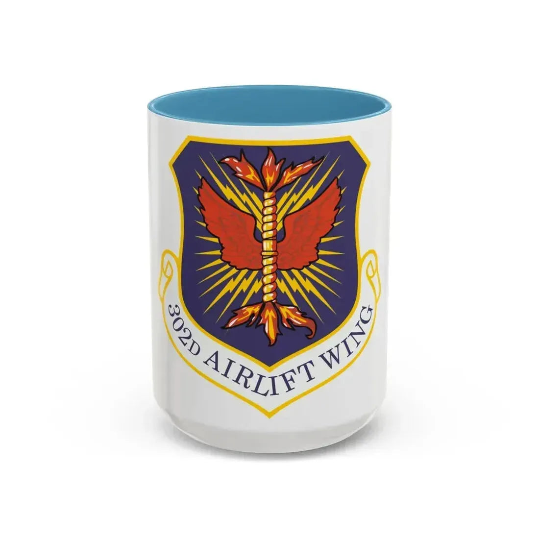 302d Airlift Wing (U.S. Air Force) Accent Coffee Mug 15oz Light Blue - Go Mug Yourself