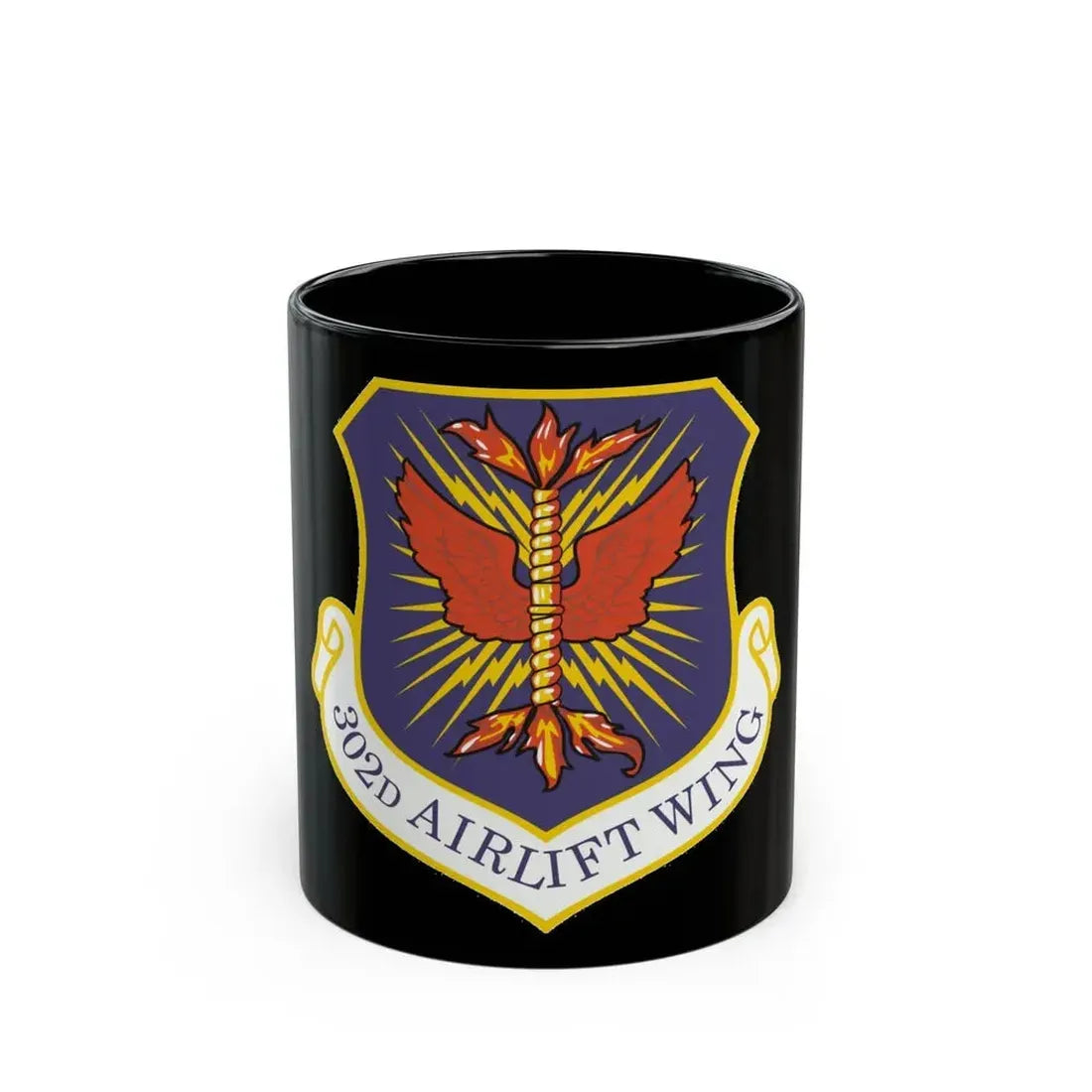 302d Airlift Wing (U.S. Air Force) Black Coffee Mug 11oz - Go Mug Yourself