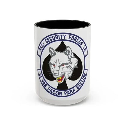 302d Security Forces Squadron (U.S. Air Force) Accent Coffee Mug 15oz Black - Go Mug Yourself